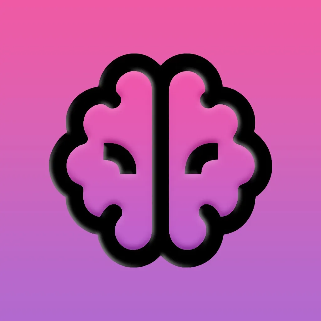 Stylized brain icon showing two symmetrical halves on a purple and pink gradient background.